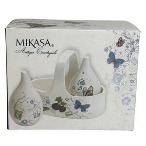 NEW Mikasa Antique Countryside Salt & Pepper Set With Caddy